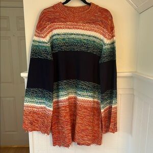 Urban Outfitters Beachy Boho Knit Eclectic Grandpa Sweater Dress size Large